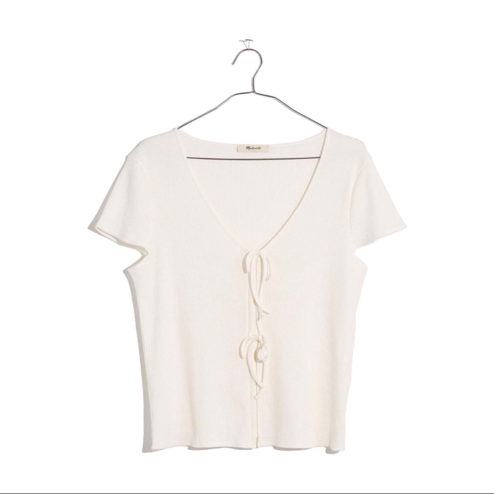 Madewell Ribbed Bow-Front Tee